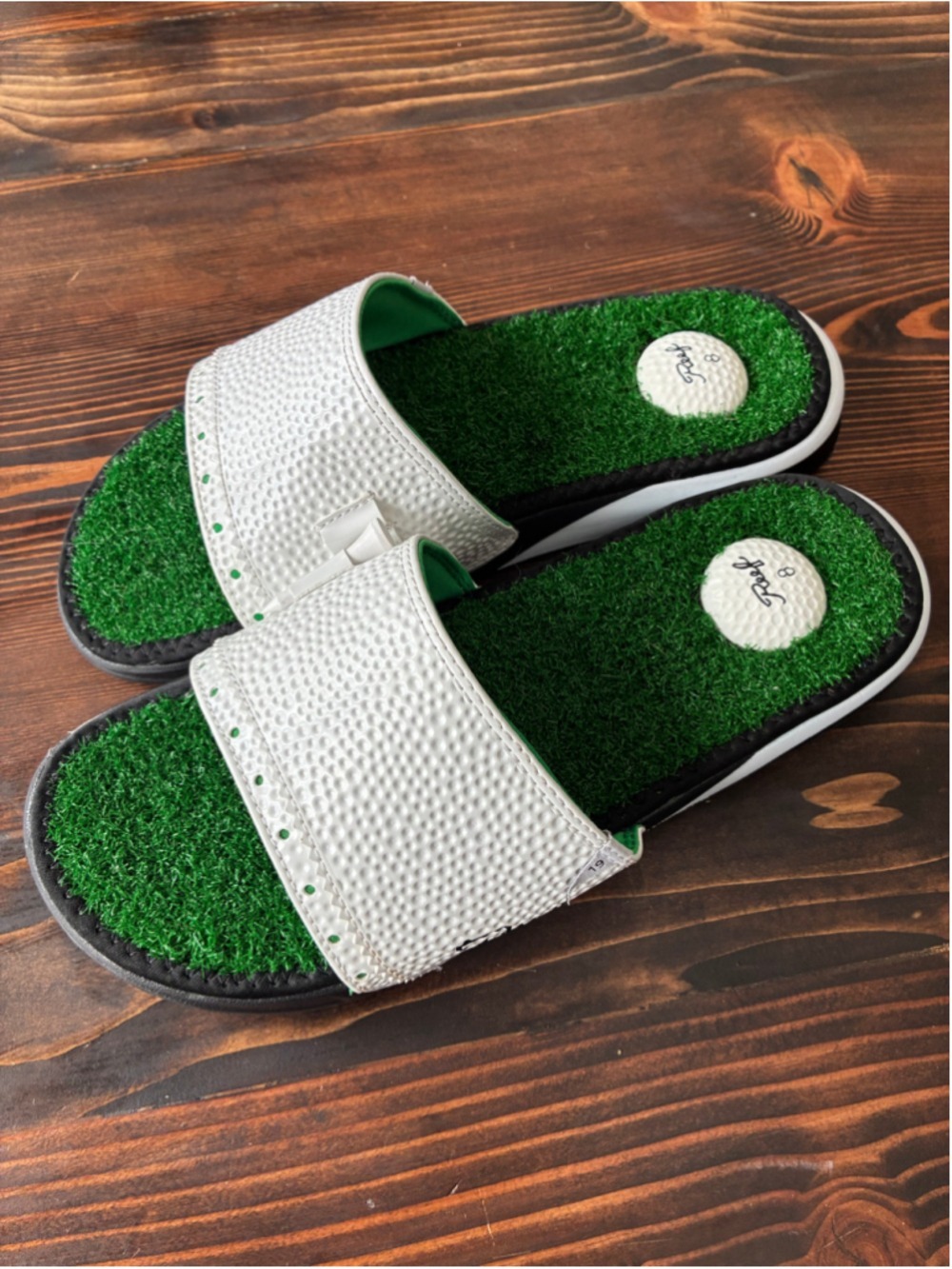 Men's Reef Mulligan Golf Slides Size 8 White and Green